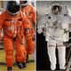 Izquierda: Astronautas de la NASA antes de partir con un traje ACES (IVA) en el transbordador espacial. Derecha: un astronauta con traje EMU (EVA) realiza una caminata espacial durante la construcción de la Estación Espacial Internacional. (Imágenes: NASA)